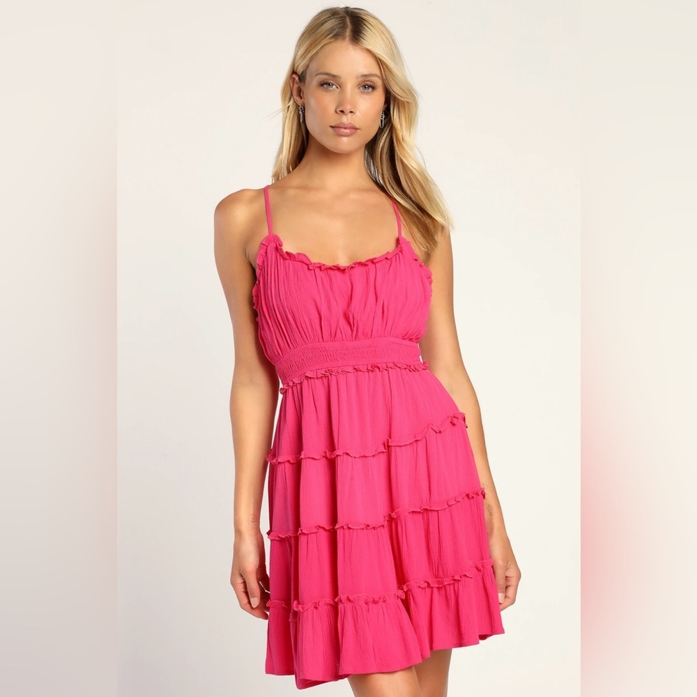 Lulu's Hot Pink Ruffled Mini Dress - Picture 13 of 14